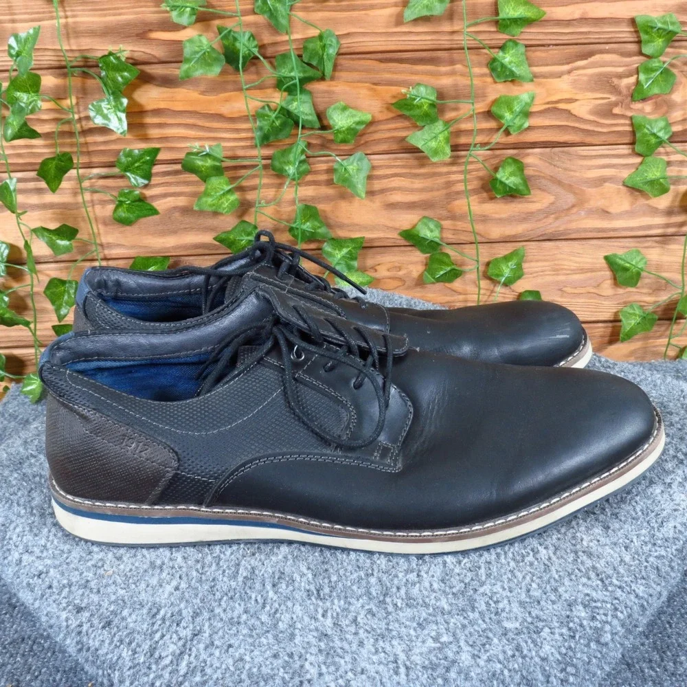 Nunn Bush Circuit Plain Toe Men Casual Oxford Size 13 Medium Black‎ Leather
